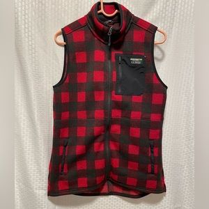 LL Bean Red/Black Plaid Vest